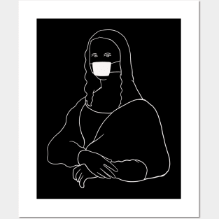 Mona Lisa In Face Mask - Social Distancing Quarantine Drawing Posters and Art